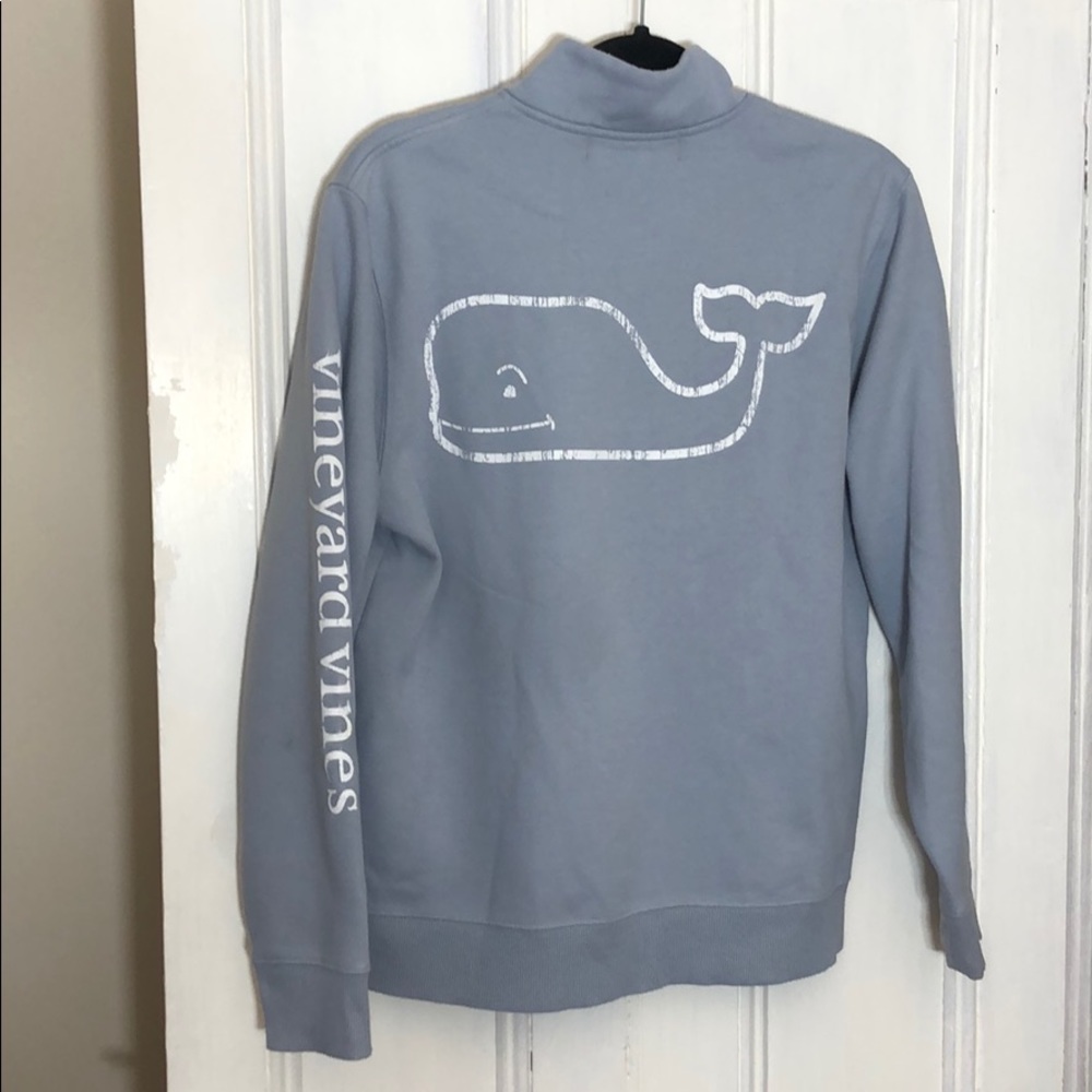 VINEYARD VINES WHALE LOGO BLUE-GRAY ZIP UP SMALL